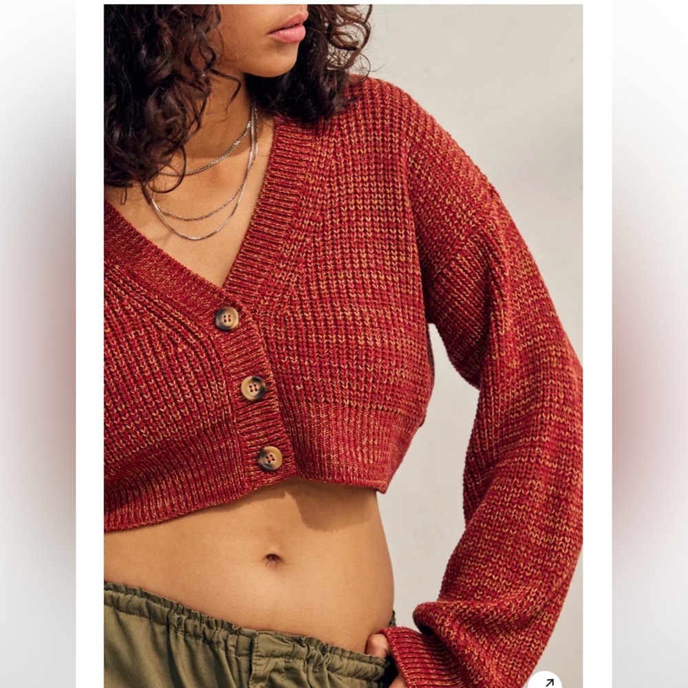 Urban Outfitters Out from Under Cropped Rust Sheer Cardigan